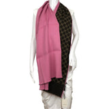 Gucci Women's Scarf Double Sided Pink Other Side Brown Beige Monogram GG