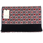 Gucci Women's Scarf Embellished Red & Dark Blue Detail Monogram GG Pink