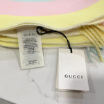 Gucci Women's Shawl Scarf Striped Wool Pink Multi Print Logo