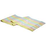 Gucci Women's Shawl Scarf Striped Wool Pink Multi Print Logo