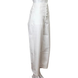 Veronica Beard Women Crosbie Cropped Wide Leg Pants White Color Size 28