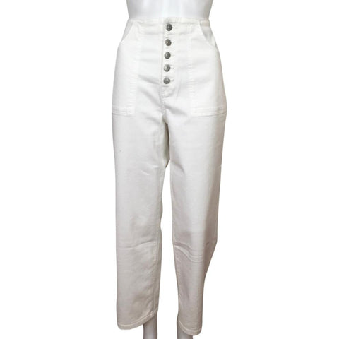 Veronica Beard Women Crosbie Cropped Wide Leg Pants White Color Size 28