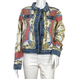 Desigual Women’s Jackets Print Chaq Belt & Chain Details Multicolor Sz 42