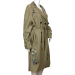 Desigual Women’s Trech Coat Malang Embroidered Details Beige Color Sz 44