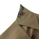 Desigual Women’s Trech Coat Malang Embroidered Details Beige Color Sz 44