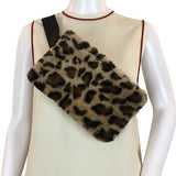 Hat attack Women Belg Bag Leopard Print Plush Faux Fur