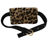 Hat attack Women Belg Bag Leopard Print Plush Faux Fur