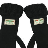 Gucci Women's Woven Gloves Decorated With Logo