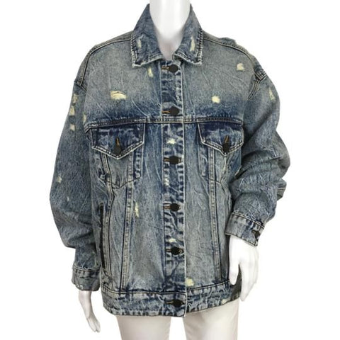 BLANKNYC Women’s Jacket Distressed Denim Blue Color Sz S