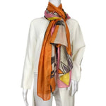 Desigual Women's Scarf Zebra Daisy Orange Multicolor Sz OS