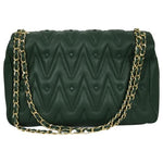 Valentino Women's Quited Shoulder Bag Buckle Shape V Green Color Sz 7x12cm