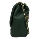 Valentino Women's Quited Shoulder Bag Buckle Shape V Green Color Sz 7x12cm