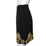 Versace Women's Skirt Golden Embroidery & Stone Details Black Color Sz 48