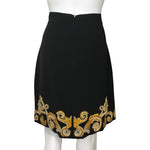 Versace Women's Skirt Golden Embroidery & Stone Details Black Color Sz 48