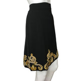 Versace Women's Skirt Golden Embroidery & Stone Details Black Color Sz 48