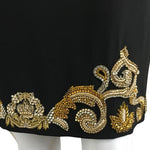 Versace Women's Skirt Golden Embroidery & Stone Details Black Color Sz 48