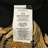 Versace Women's Skirt Golden Embroidery & Stone Details Black Color Sz 48