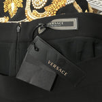 Versace Women's Skirt Golden Embroidery & Stone Details Black Color Sz 48