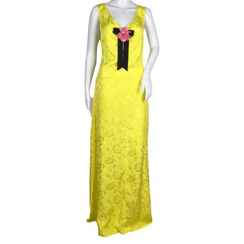 Staud Woman  maxi  dress  in floral damask yellow color