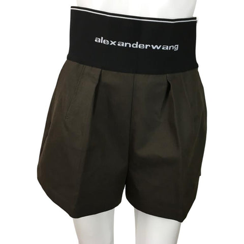 Alexanderwang Women's Safari Short In Cotton Tailoring Dark Brown Color Sz 6