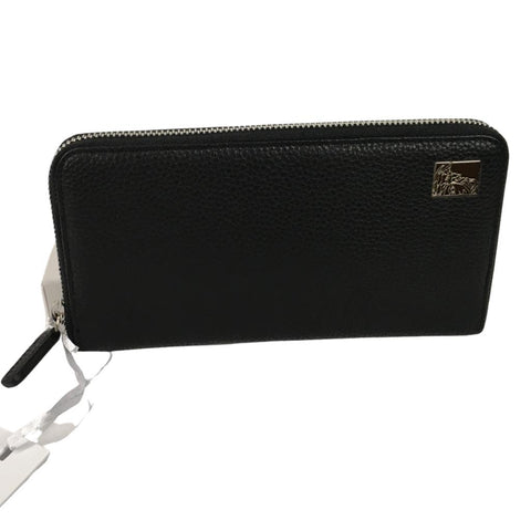 Versace Colletion Women's Cross Grain Leather Zipper Long Wallet Black Color