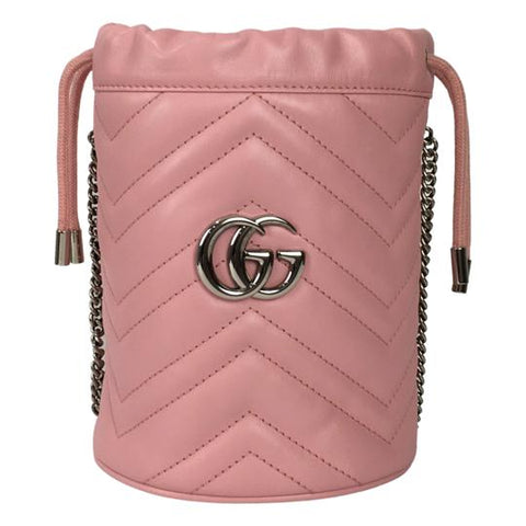 Gucci Women's Bucket Bag Marmont GG Mini Matelasse Pink And Blue Quilted Leather