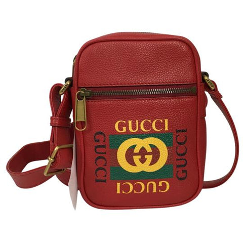 Gucci Women's Mini Shoulder Bag Vintage Interlocking GG Web Stripes Red Color