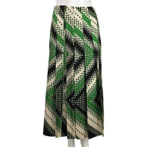 Gucci Women's Silk Midi Skirt With Contrast Trim Balls Green Sz 40