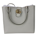 Gucci Women's Tote Bag GG Gold Buckle Size M White Color