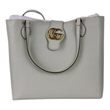 Gucci Women's Tote Bag GG Gold Buckle Size M White Color