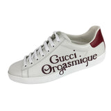 Gucci Women's Sneakers Ace Orgasmique White Hibiscus Red Sz 38.5