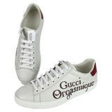 Gucci Women's Sneakers Ace Orgasmique White Hibiscus Red Sz 38.5